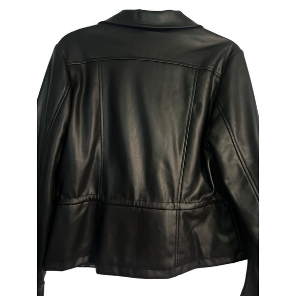 Womens Black Faux Leather Moto Jacket Bold Elements Medium - Picture 2 of 10